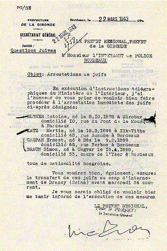 Arrestation de 4 juifs hongrois