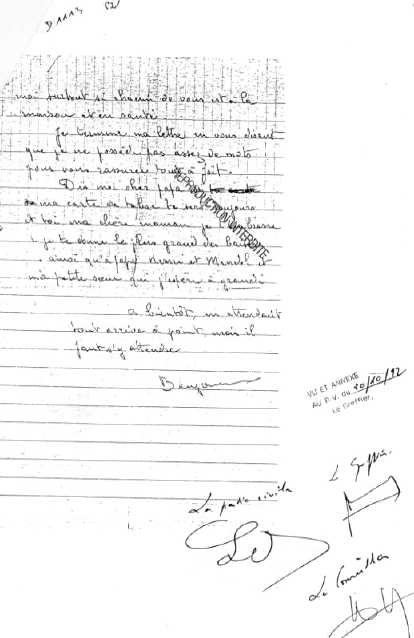 lettre de Benjamin