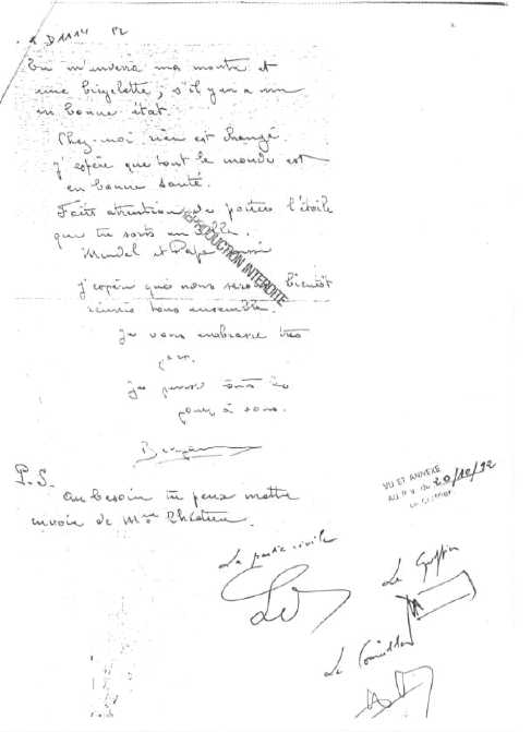 lettre de Benjamin