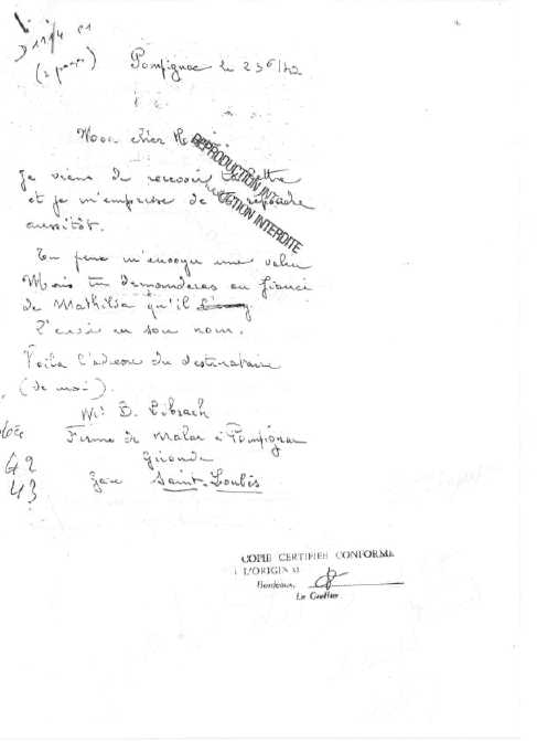 lettre de Benjamin