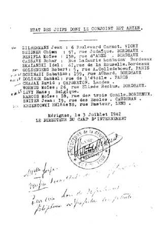Etat des juifs dont le conjoint est aryen